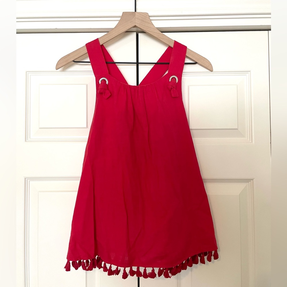 Red Racerback Top with Tassel Fringe